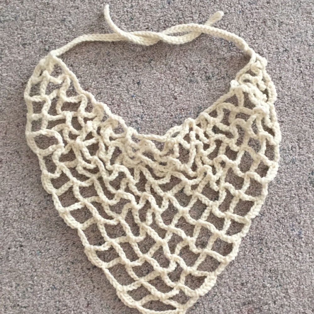 HAND CRAFTED Bandana Scarf Kerchief Crochet Cream Colored